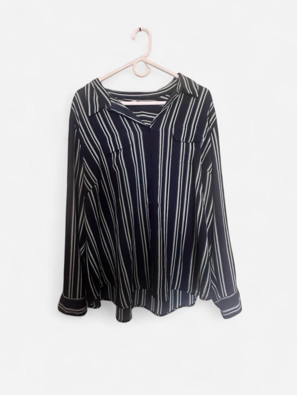 Striped Button-Front Women's Blouse
